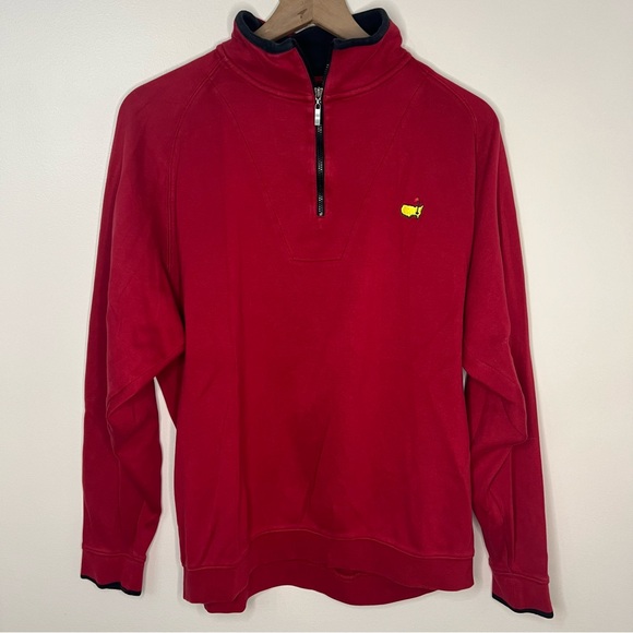 Master's Collection Red Quarter Zip Men's Size Large 100% Pima Cotton Golf - Picture 1 of 6